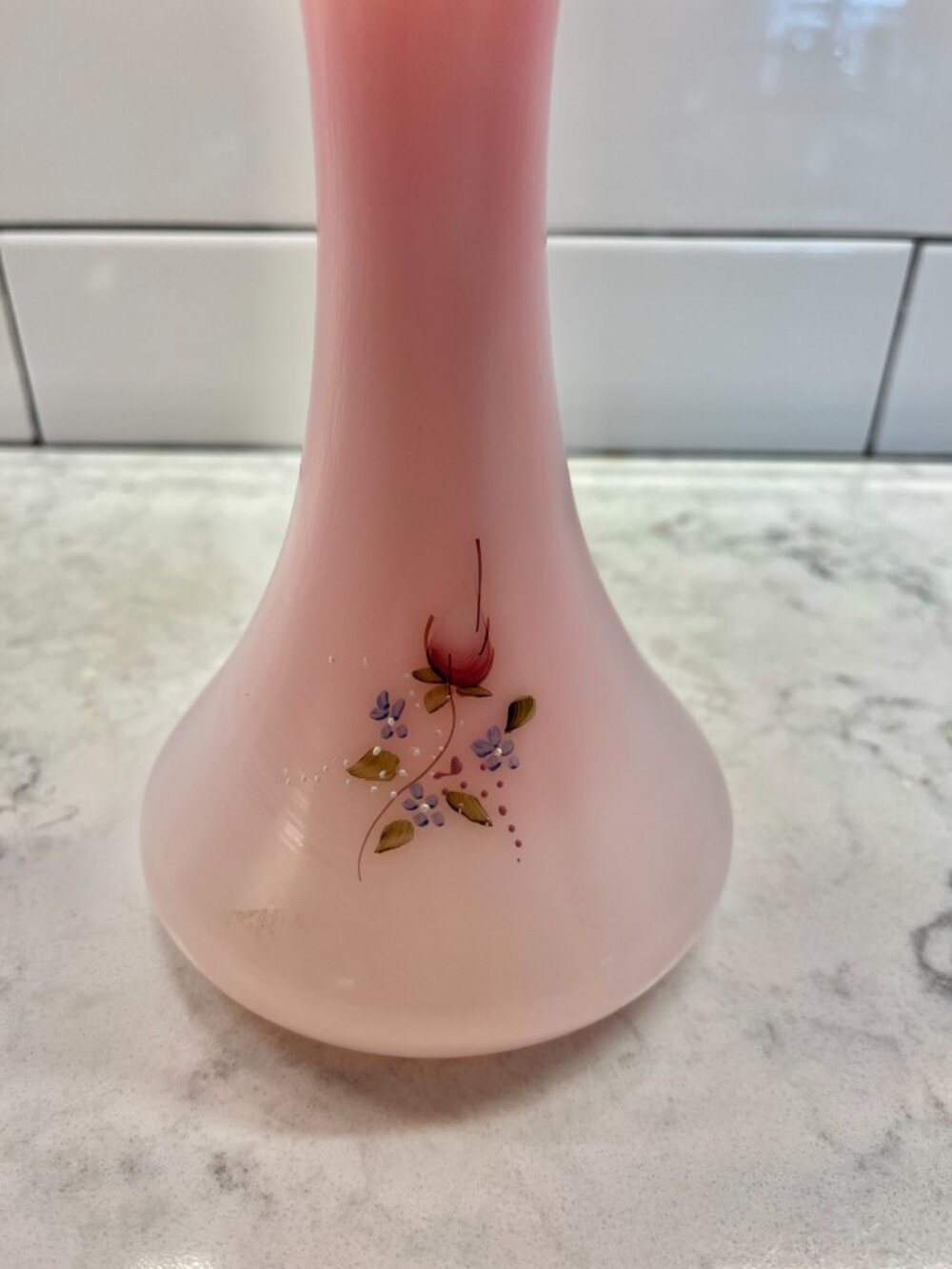 1991 Fenton Hand-Painted Art Glass Vase Rosalene "Jack-in-the-Pulpit" Signed - Picture 7 of 10